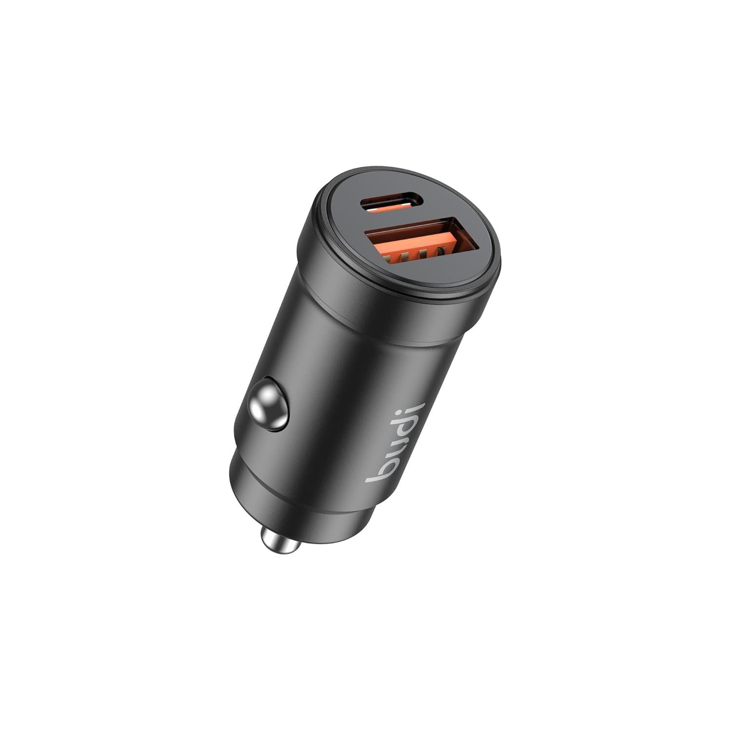 Budi PD + QC3.0 Mini Car Charger, 30W Dual‑Port (USB‑C & USB‑A)