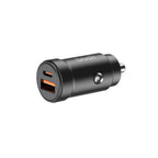 Budi PD + QC3.0 Mini Car Charger, 30W Dual‑Port (USB‑C & USB‑A)