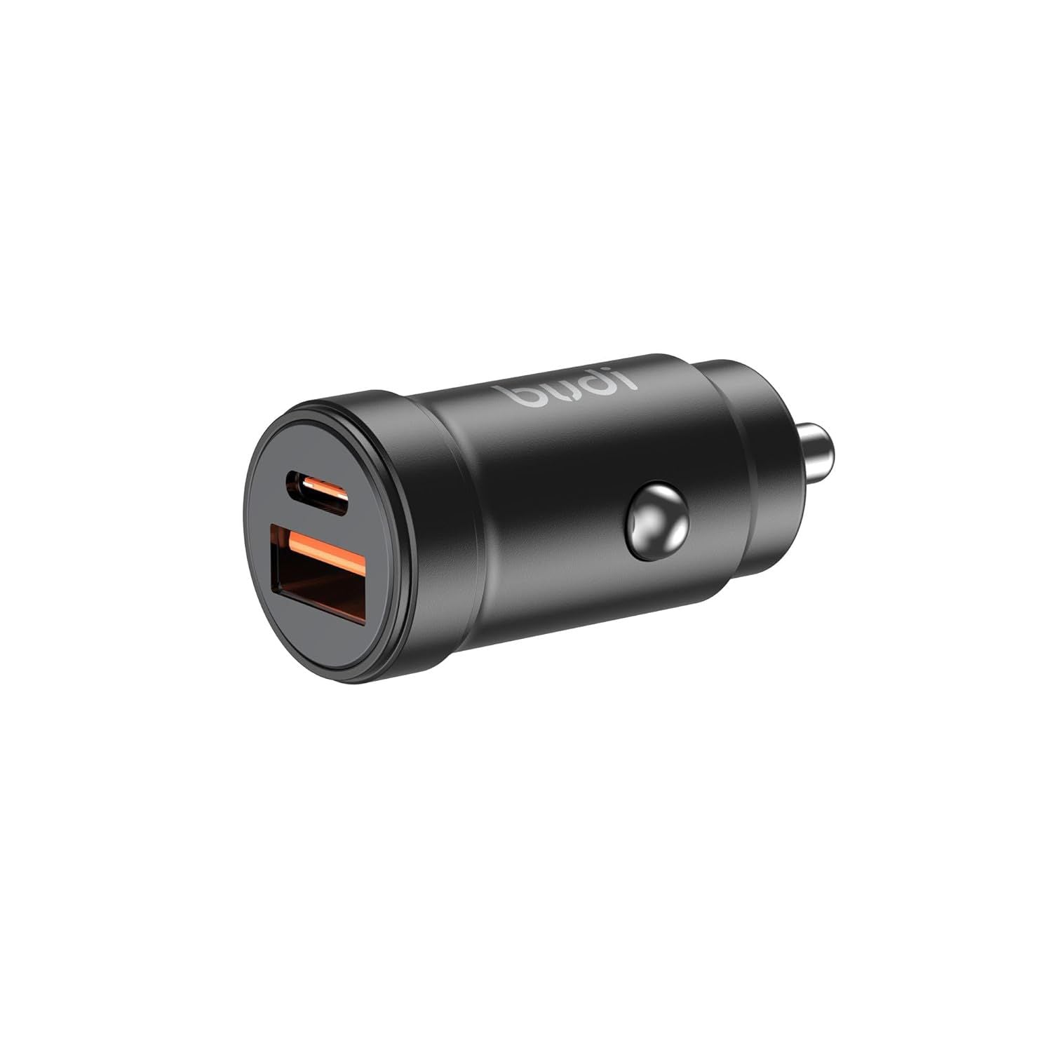 Budi PD + QC3.0 Mini Car Charger, 30W Dual‑Port (USB‑C & USB‑A)
