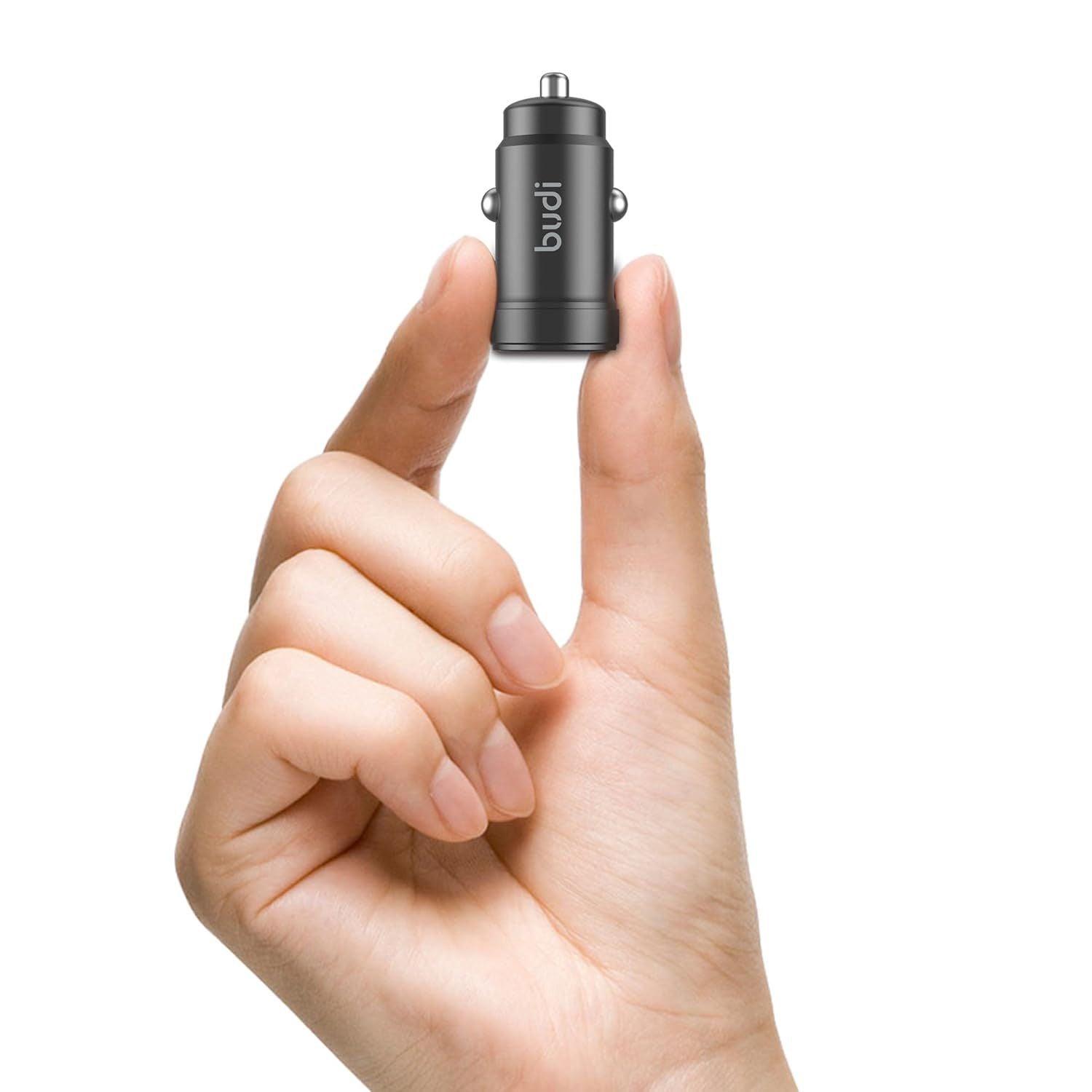 Budi PD + QC3.0 Mini Car Charger, 30W Dual‑Port (USB‑C & USB‑A)